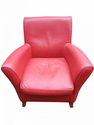 Oxford Club armchair in red leather by C.P. Baxter, 2000s