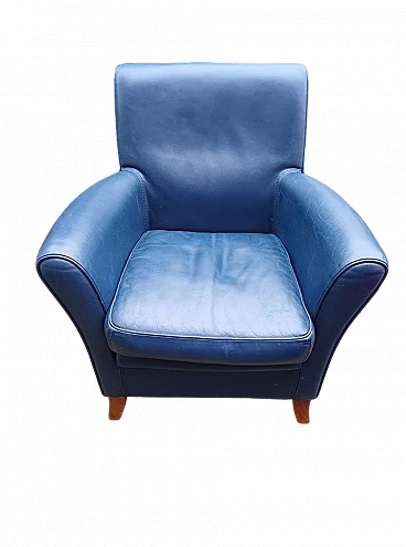 Oxford Club blue leather armchairs by C.P. Baxter, 2000s