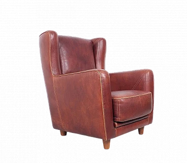 Bergère 94 armchair in brown buffalo leather by Baxter P., 2000s