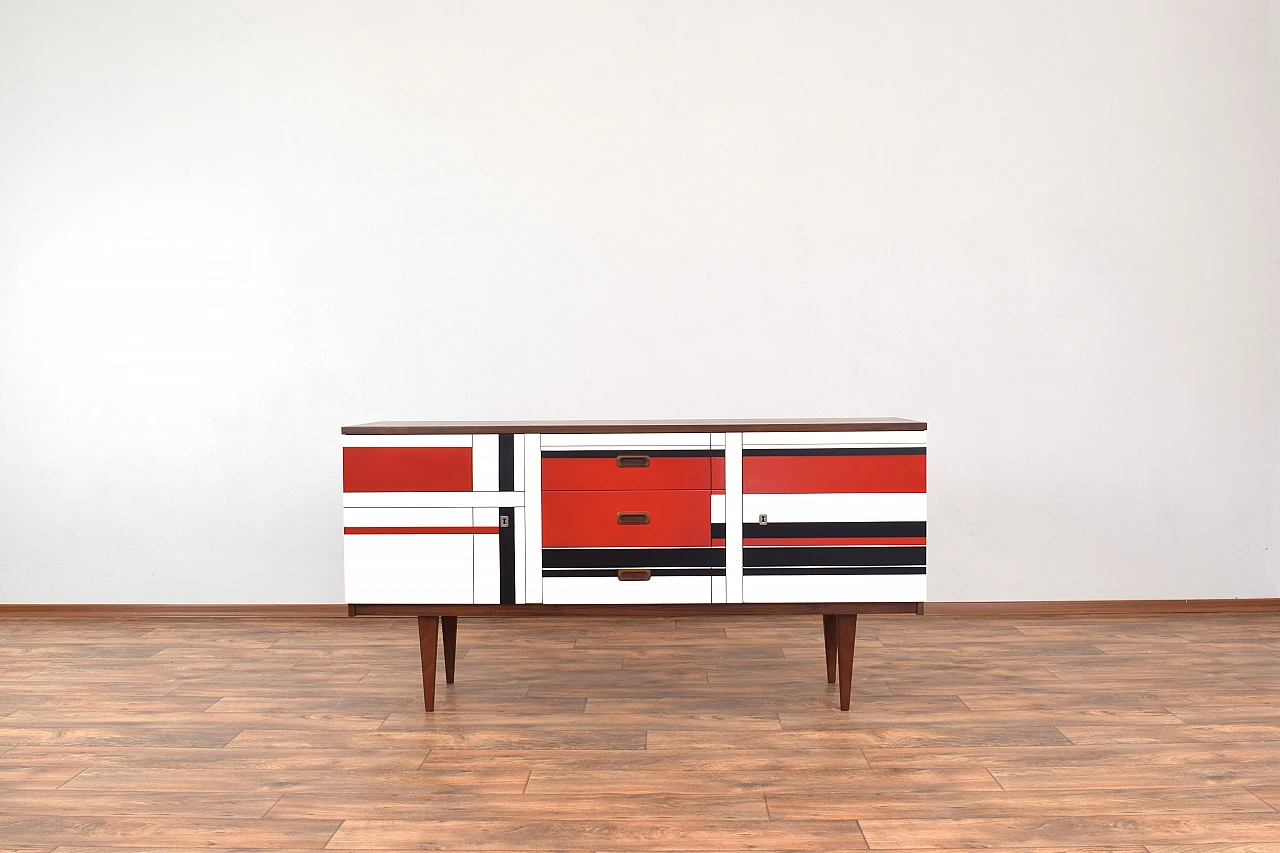 German walnut sideboard with painted front, 1960s 1