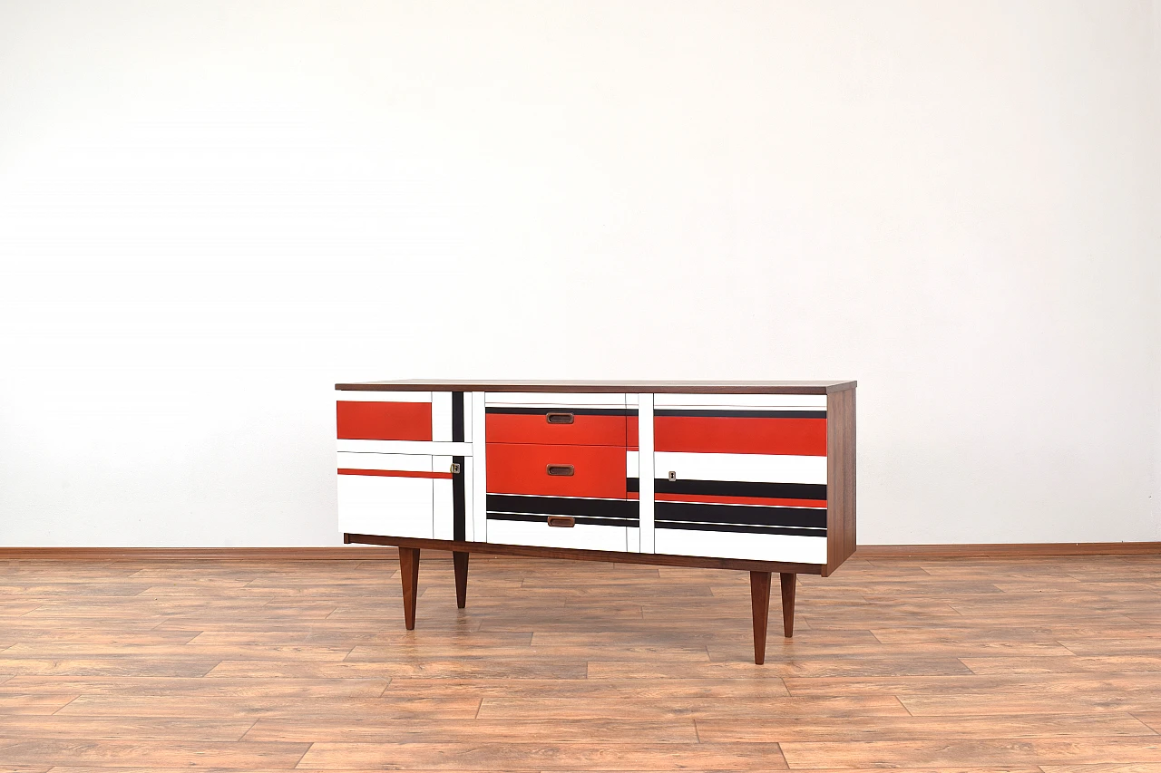German walnut sideboard with painted front, 1960s 4