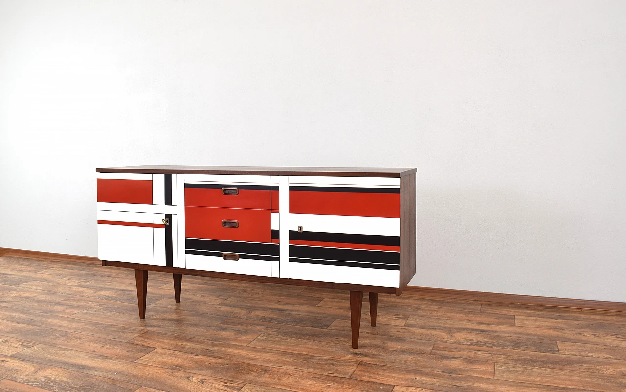 German walnut sideboard with painted front, 1960s 9