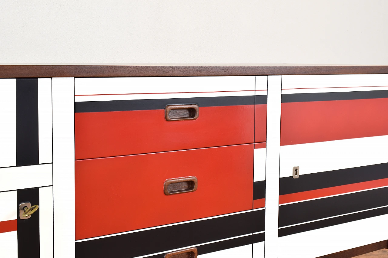 German walnut sideboard with painted front, 1960s 11