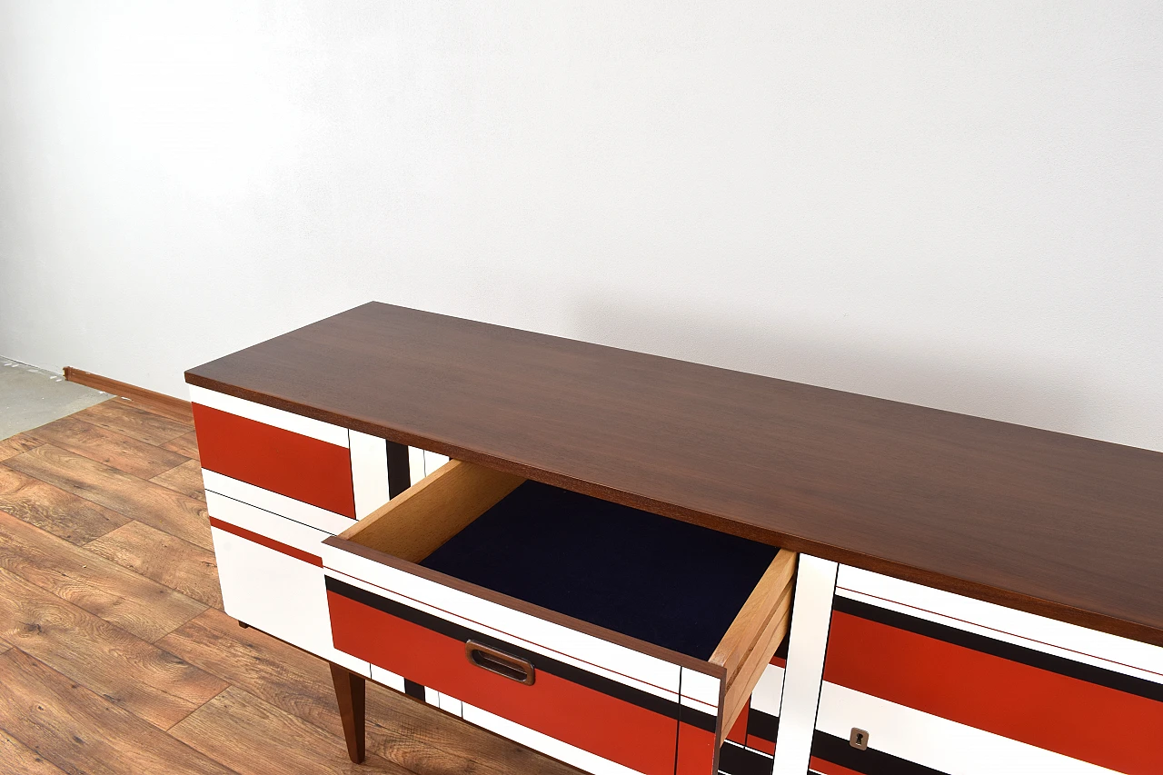 German walnut sideboard with painted front, 1960s 12