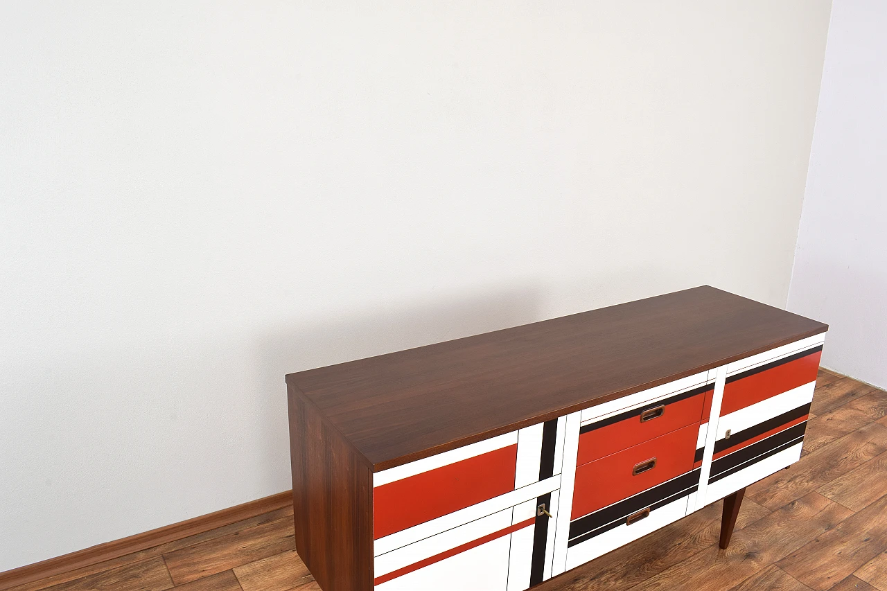 German walnut sideboard with painted front, 1960s 13