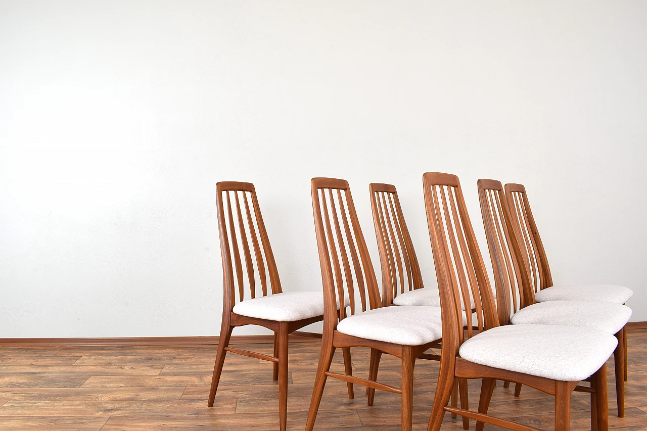 Six Eva teak chairs by Niels Koefoed for Koefoeds Hornslet, 1960s 2