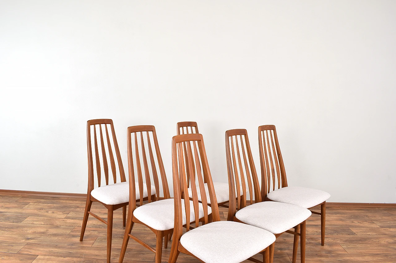 Six Eva teak chairs by Niels Koefoed for Koefoeds Hornslet, 1960s 3