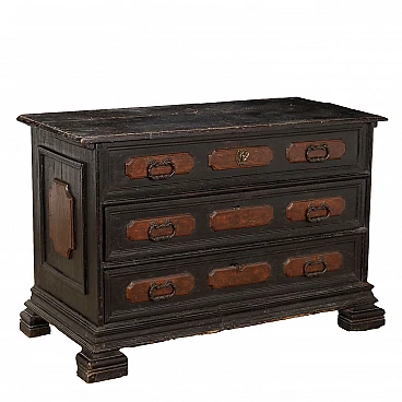 Poplar dresser with shelf feet, drawers and flap top, 18th century
