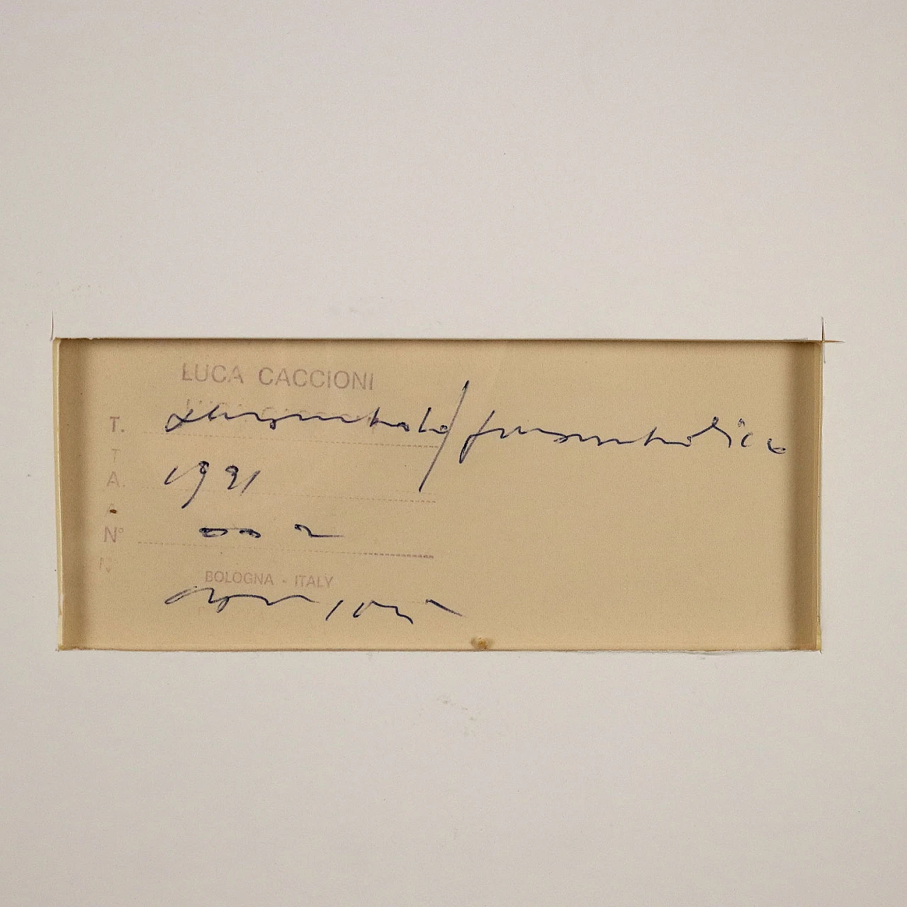 Luca Caccioni, composizione astratta, tecnica mista su carta, 1991 8