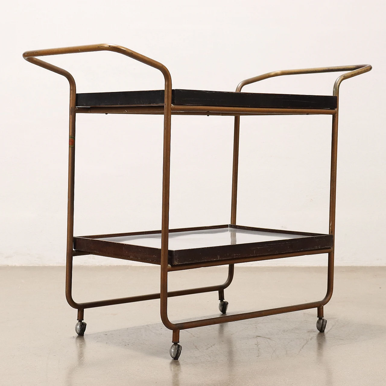 Bar cart with double shelf in formica and metal, 1960s 8