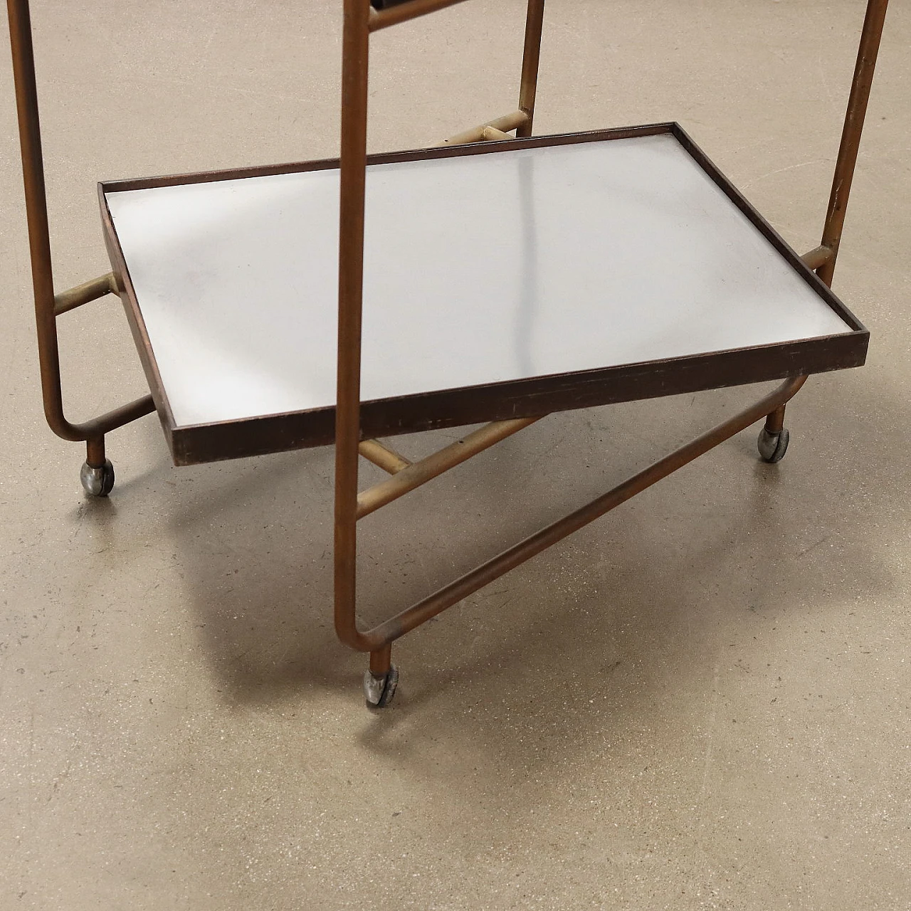 Bar cart with double shelf in formica and metal, 1960s 9