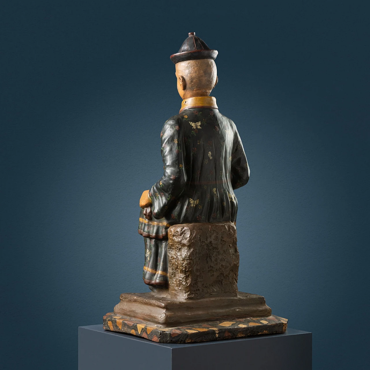 Magot, scultura in terracotta policroma, XIX secolo 3