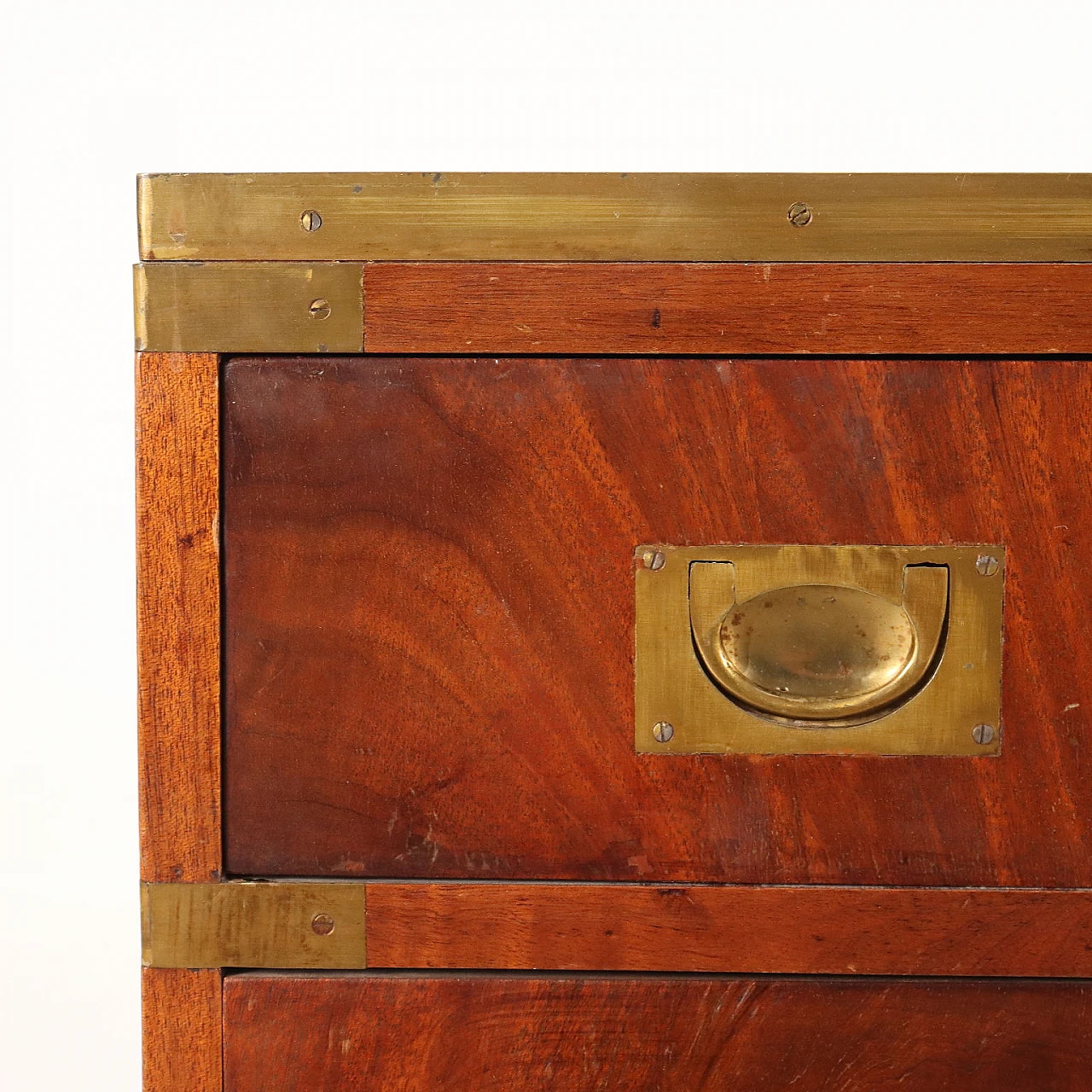 Scrittoio stile Marina inglese in legno, marocchino e ottone 4