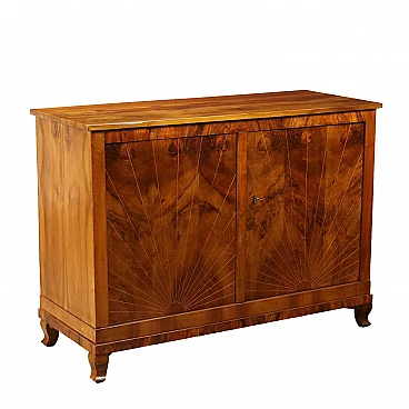 Walnut striped and maple threaded sideboard with wavy feet