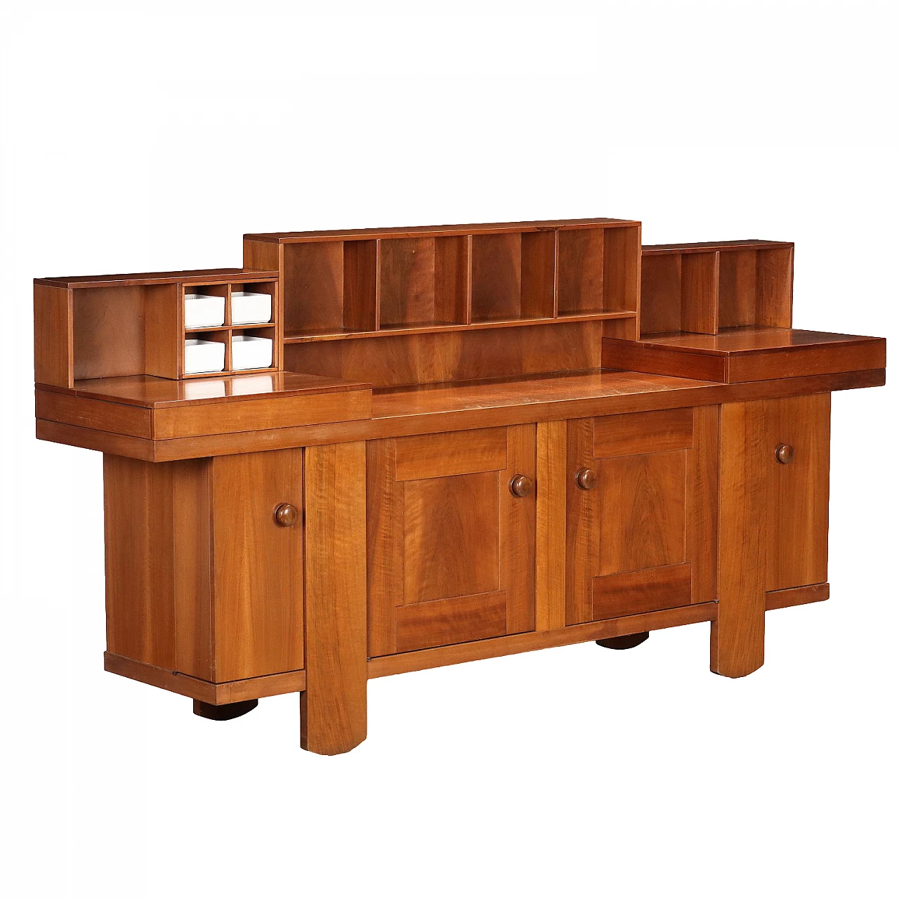 Credenza impiallacciata noce di Silvio Coppola per Bernini, anni '70 1