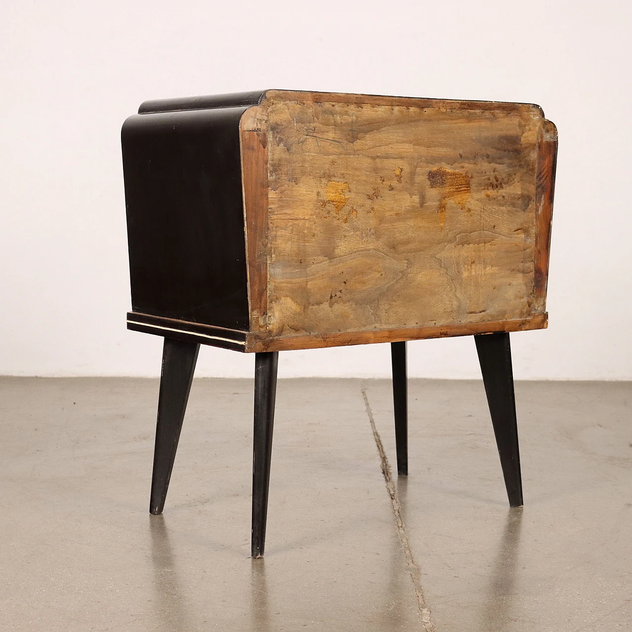 Lacquered wood and beech veneer cabinet with flap, 1950s 8