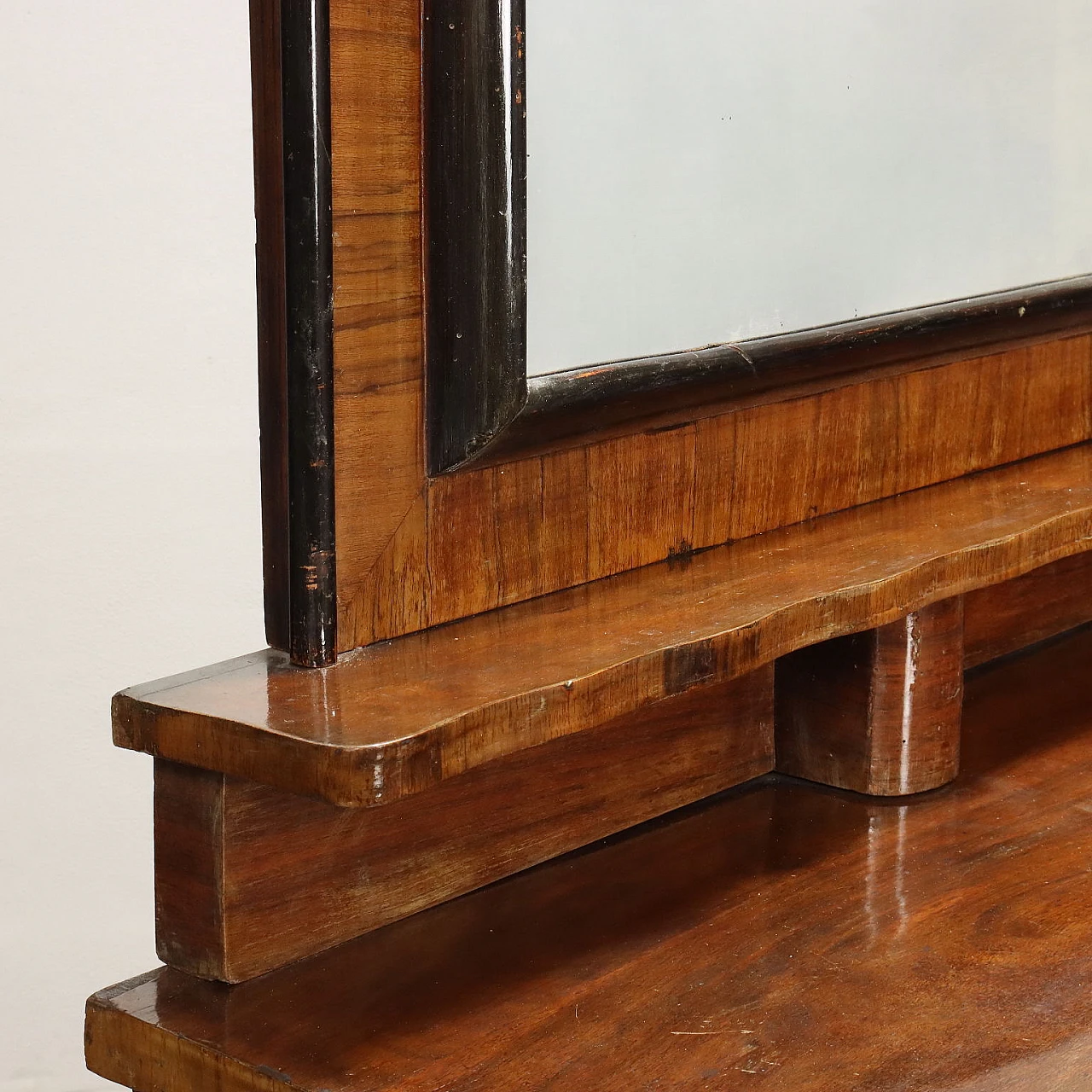 Walnut and briarwood sideboard with riser and mirror, 1920s 5