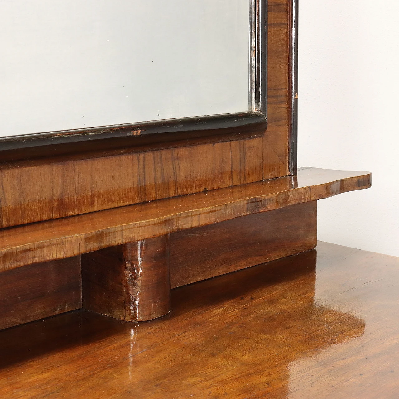 Walnut and briarwood sideboard with riser and mirror, 1920s 6