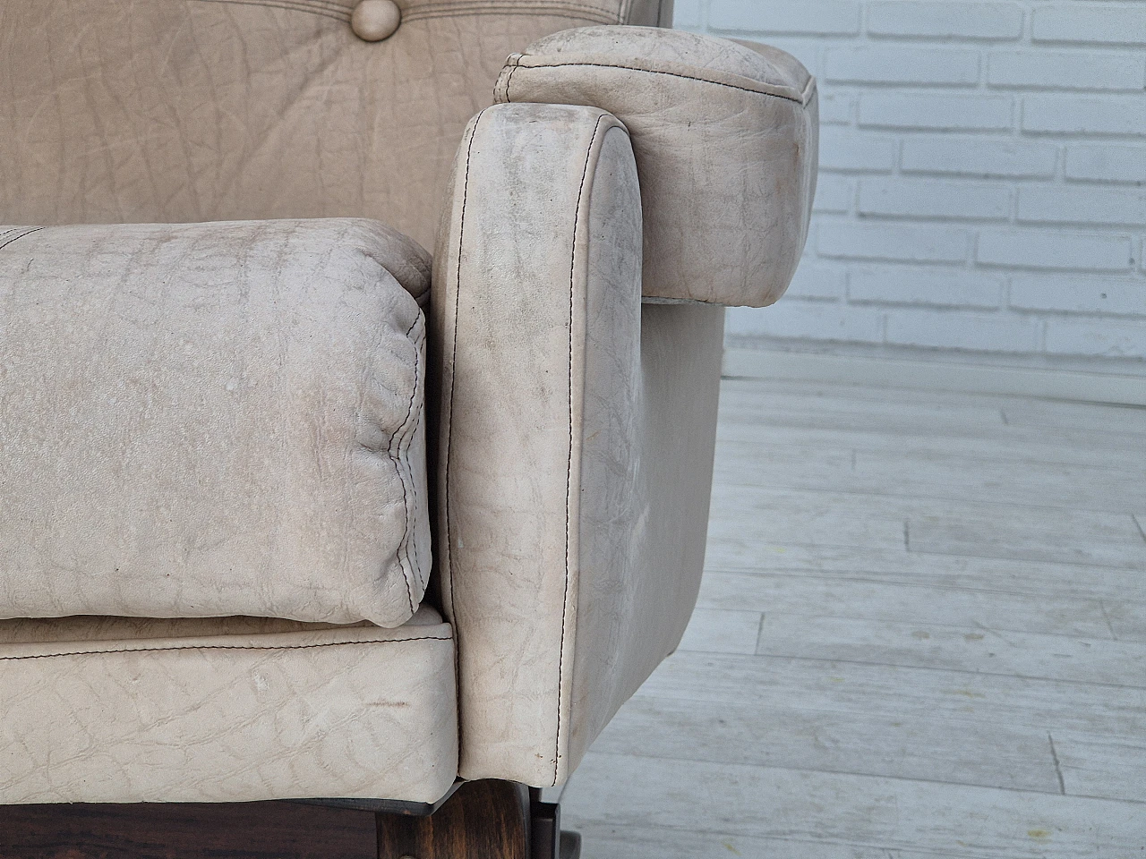 Scandinavian two-seater bent beech and leather sofa, 1970s 14