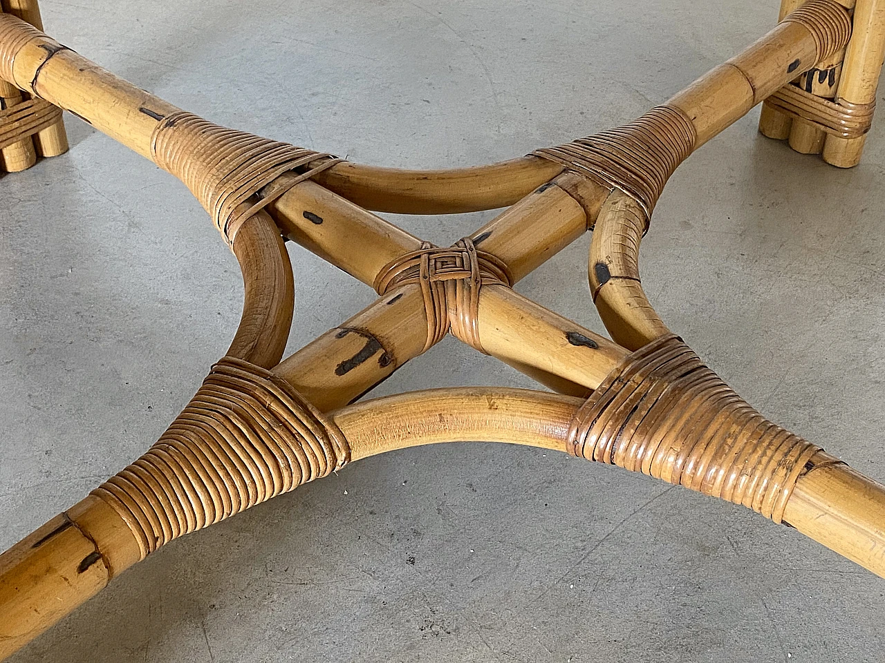 4 Chairs and game table in bamboo, 1970s 7