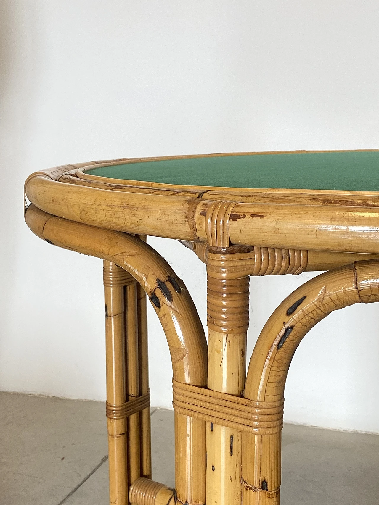 4 Chairs and game table in bamboo, 1970s 11