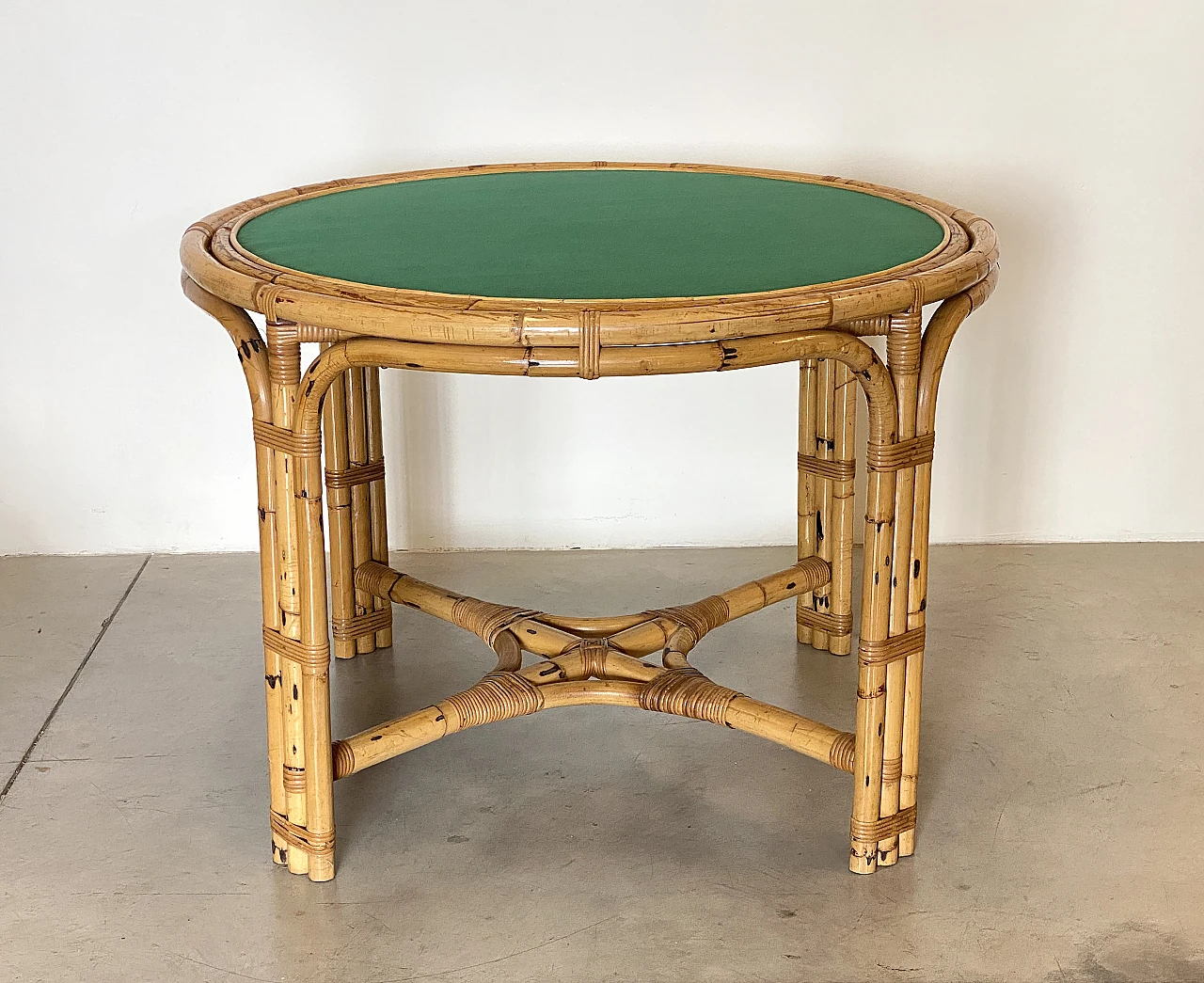 4 Chairs and game table in bamboo, 1970s 17
