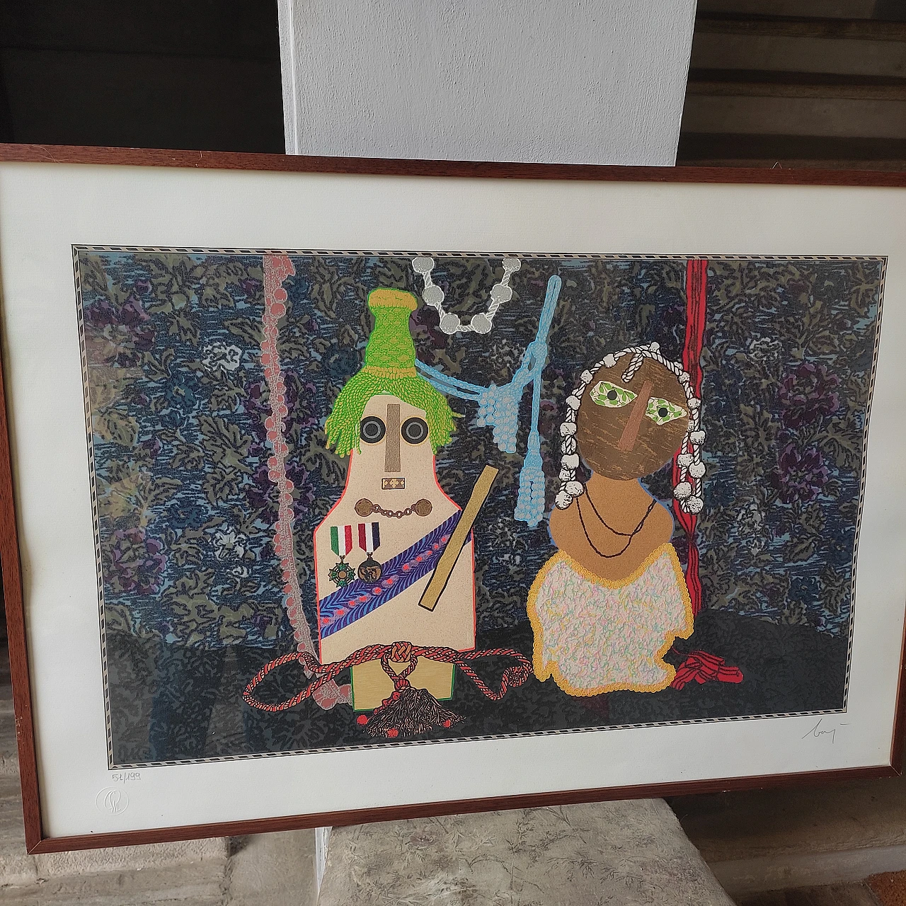 E. Baj, polymateric silkscreen print, 1980s 1