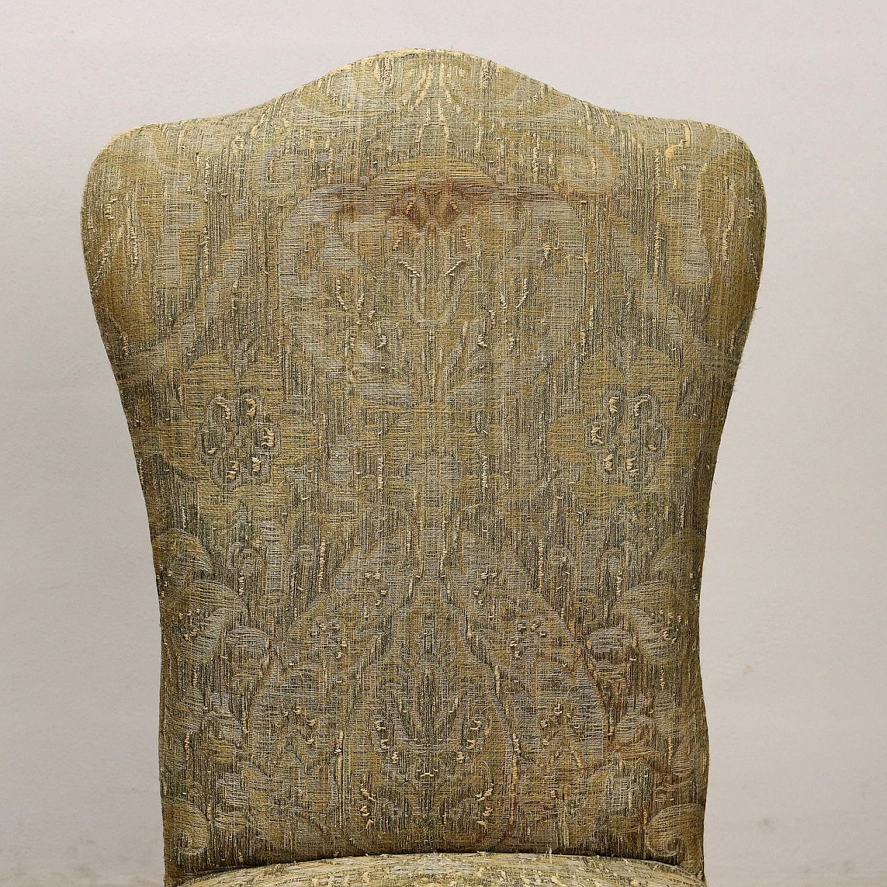 Pair of gilt chairs with leaf motifs & brocade fabric, 19th century 3