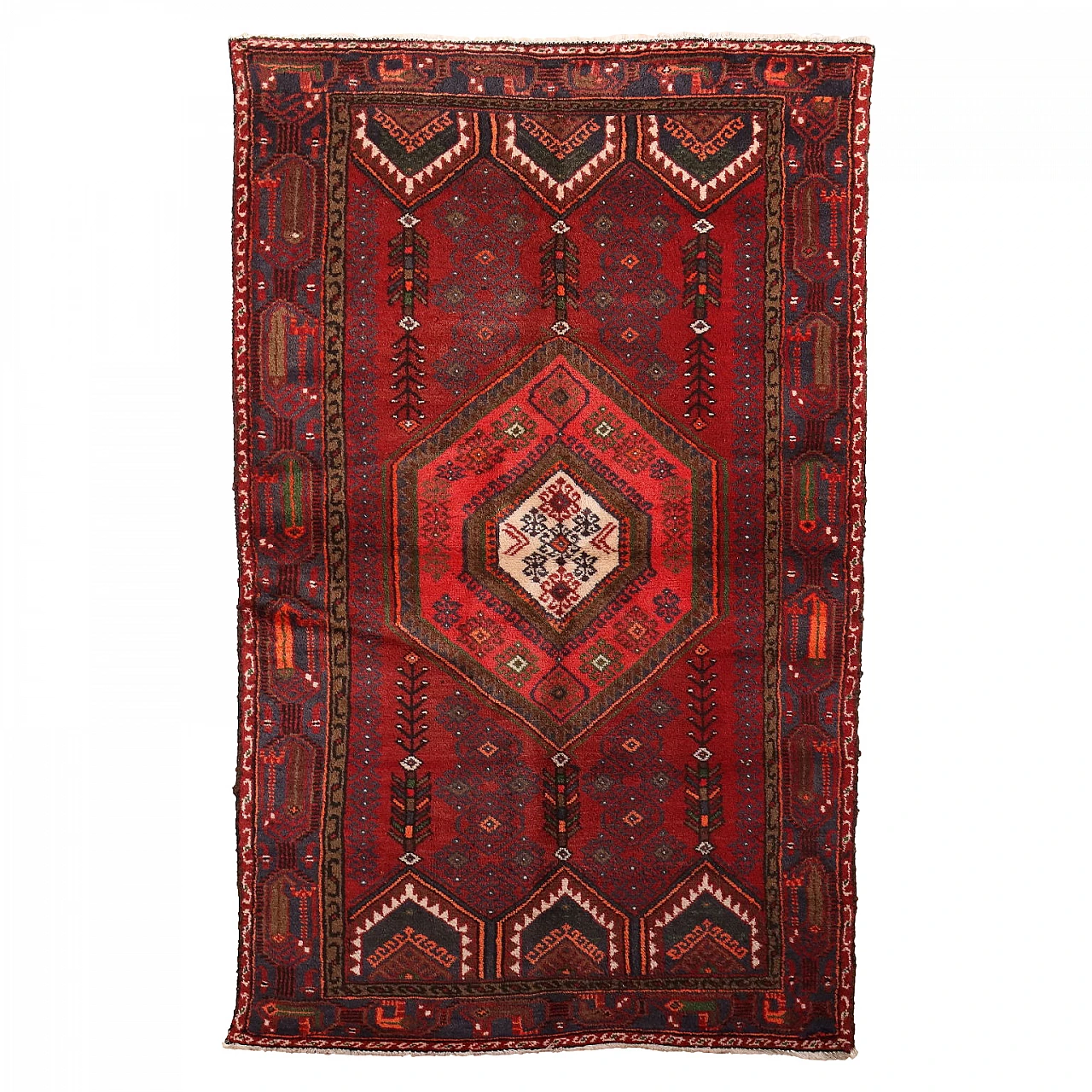 Red cotton and wool Mosul rug 1
