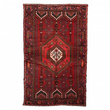 Red cotton and wool Mosul rug