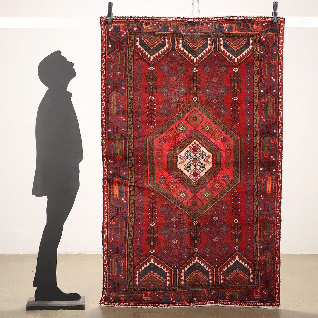 Red cotton and wool Mosul rug 2