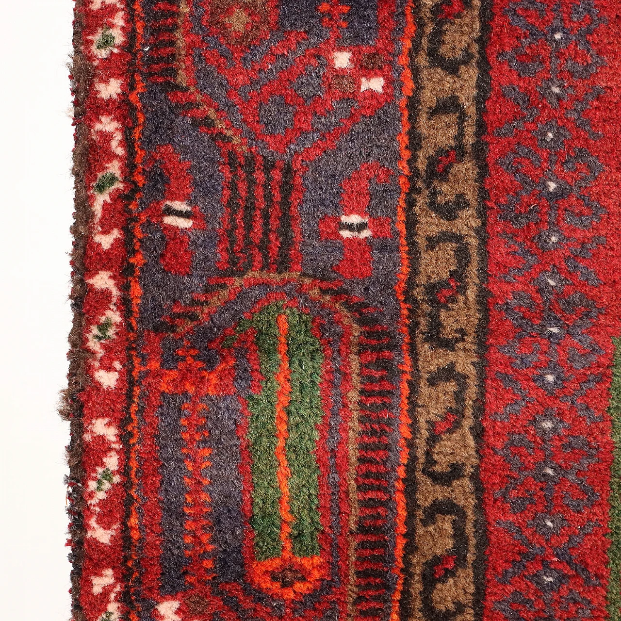 Red cotton and wool Mosul rug 5