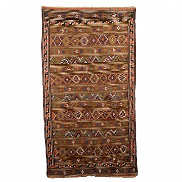 Wool Kilim rug with rhombus decoration