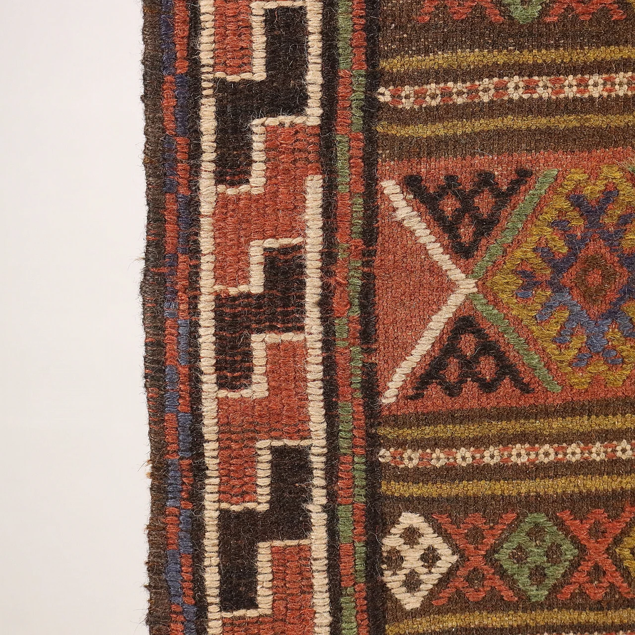 Tappeto Kilim in lana con decorazioni a rombo 5