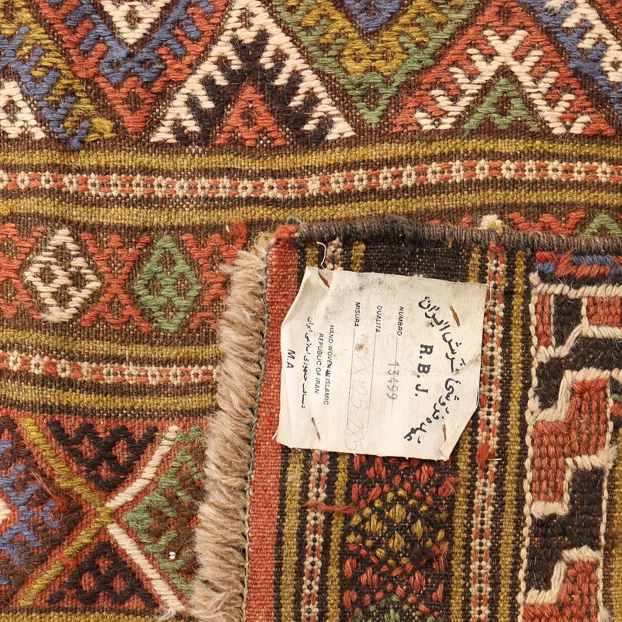 Tappeto Kilim in lana con decorazioni a rombo 8