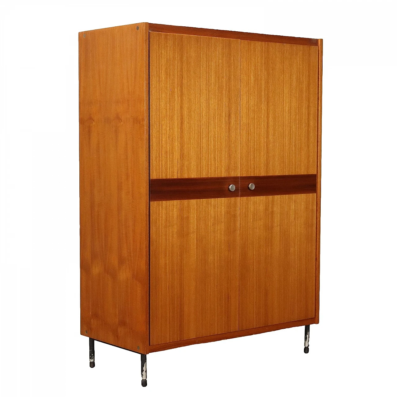 Two-door teak and mahogany wardrobe with metal legs, 1960s 1
