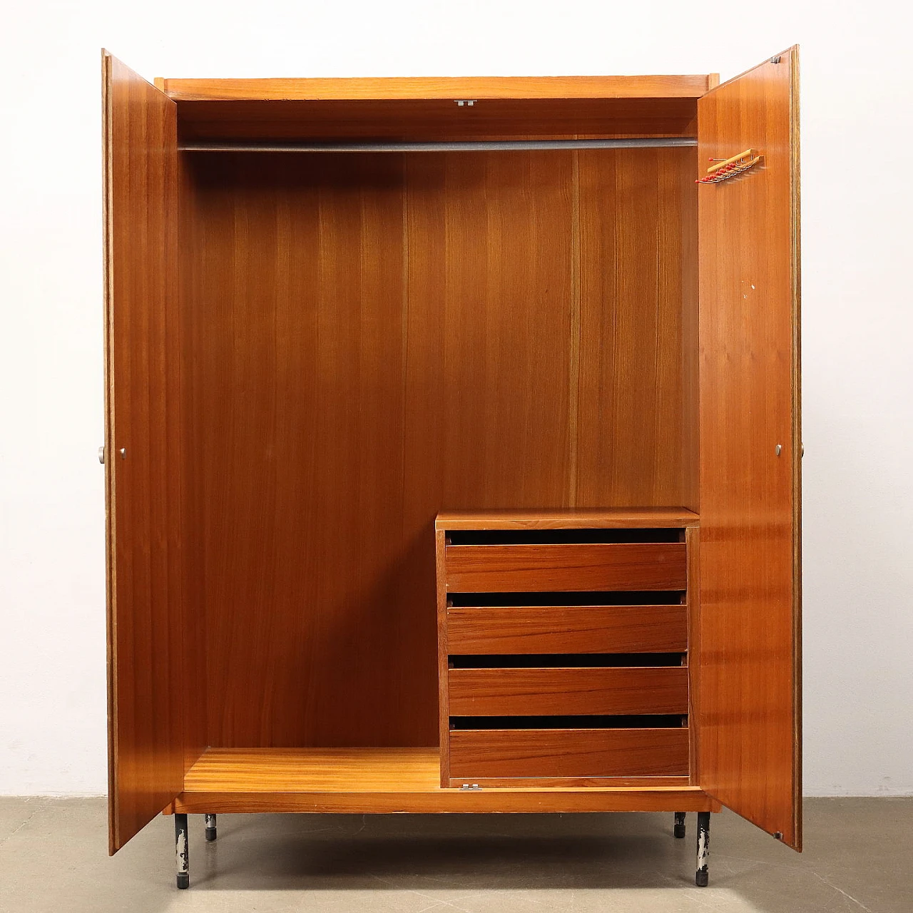 Two-door teak and mahogany wardrobe with metal legs, 1960s 3