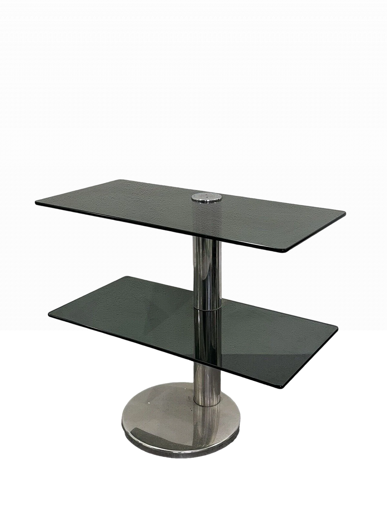 Smoked glass and chromed metal console, 1980s 2