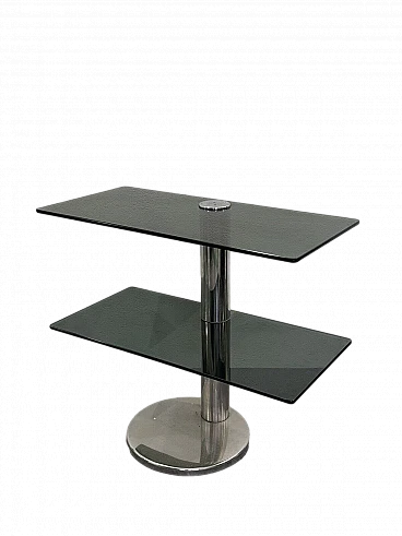 Smoked glass and chromed metal console, 1980s