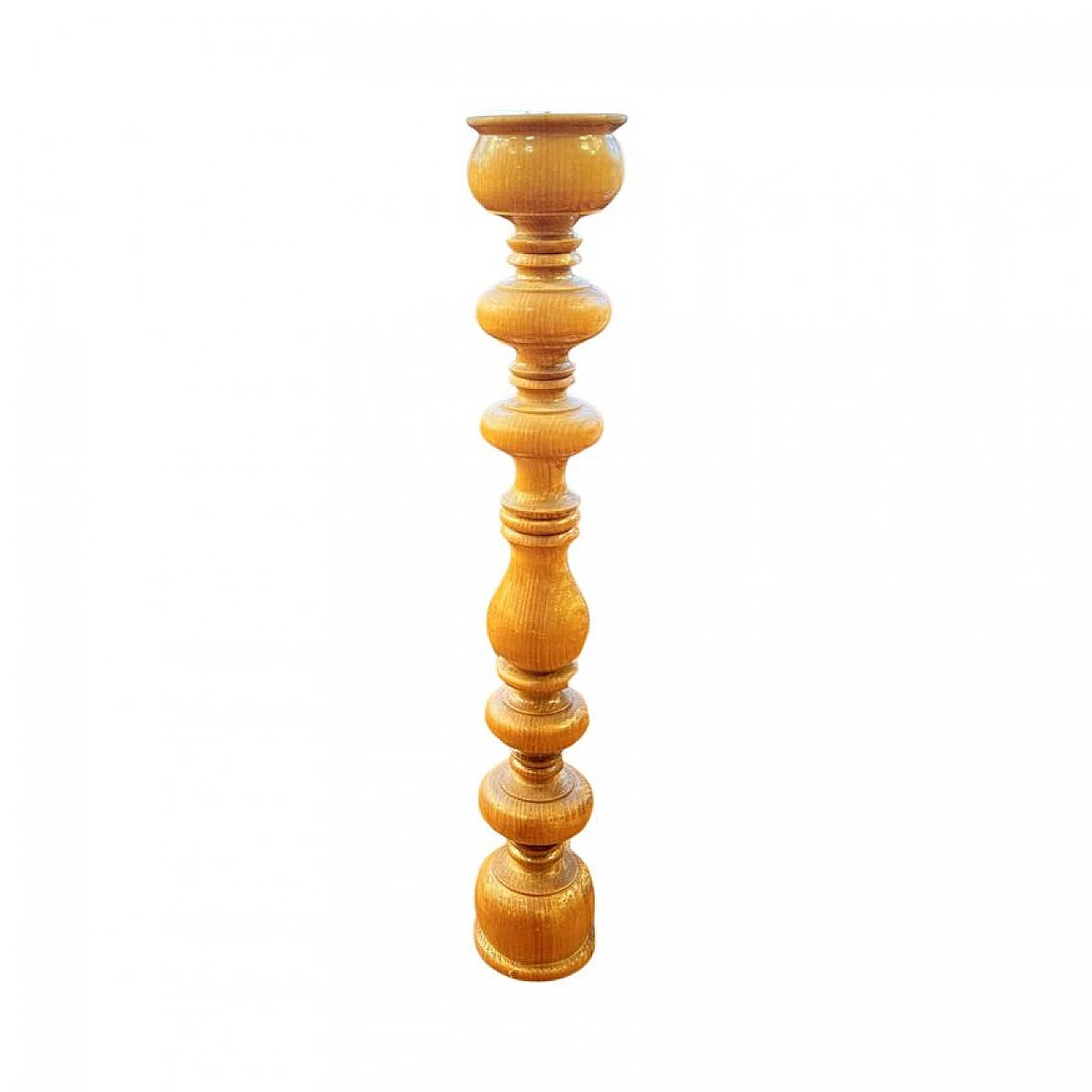 Turned ash candlestick, 1970s 1