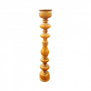 Turned ash candlestick, 1970s