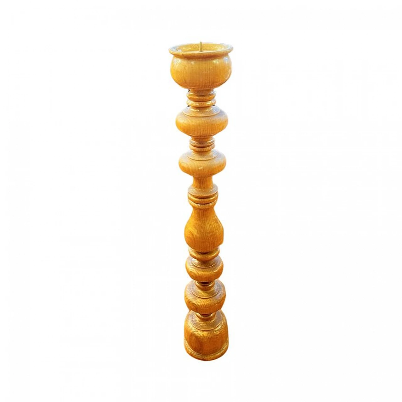 Turned ash candlestick, 1970s 3