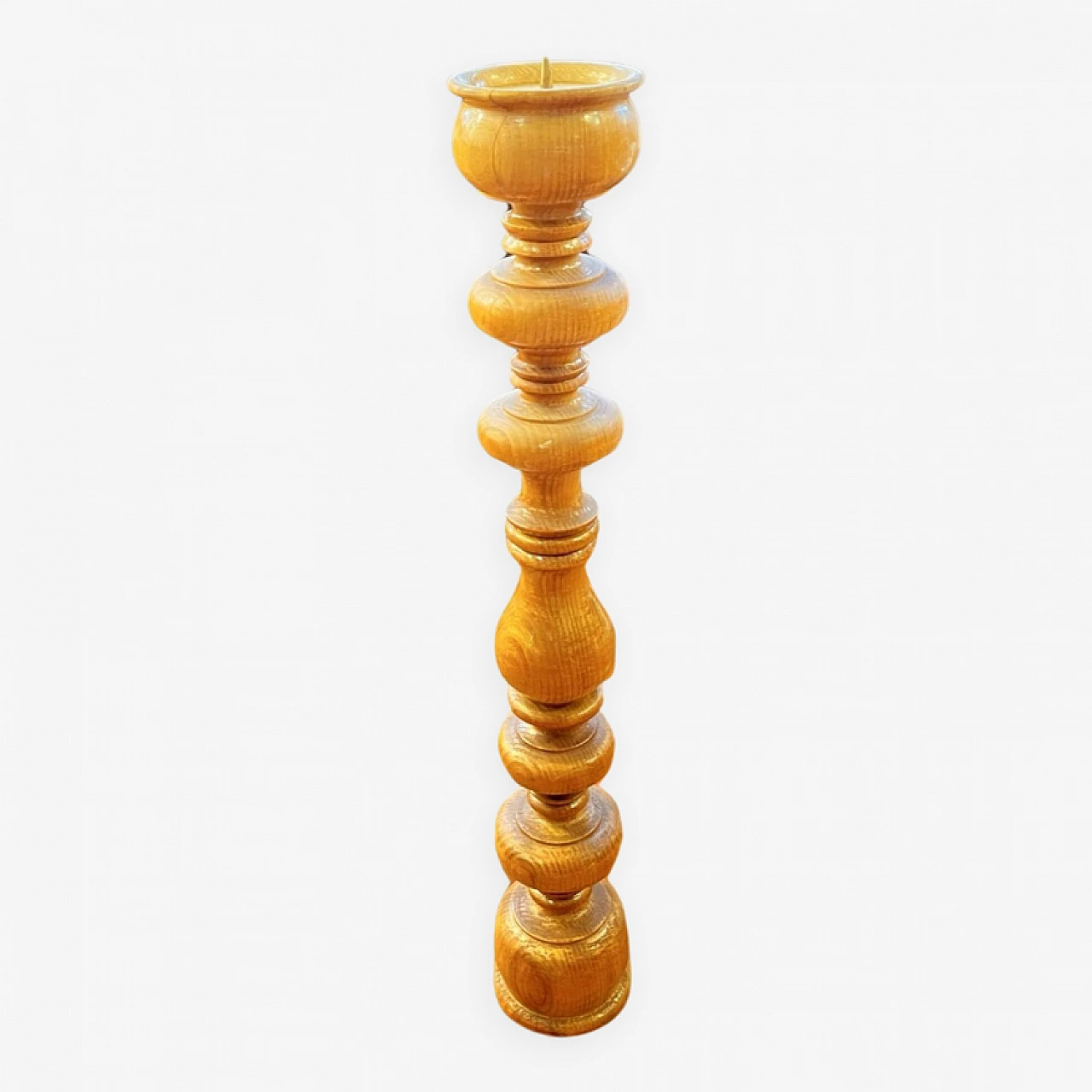 Turned ash candlestick, 1970s 4