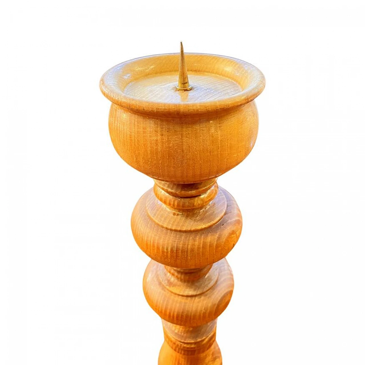 Turned ash candlestick, 1970s 5