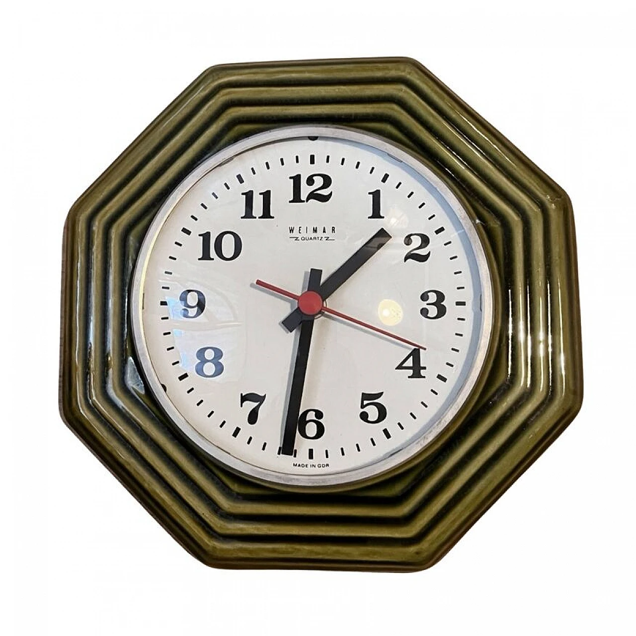 Weimar green ceramic wall clock, 1970s 6