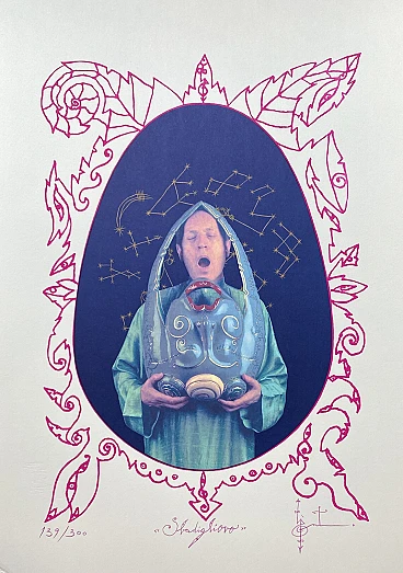 Luigi Ontani, Sbadigliavo, serigrafia