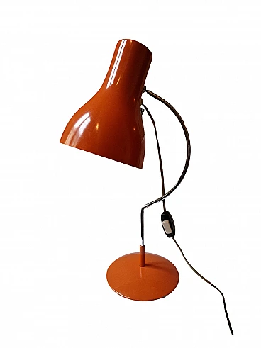 Lampada da tavolo in metallo arancione, anni '60