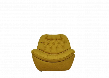 Yellow quilted armchair with chromed metal feet, 1960s