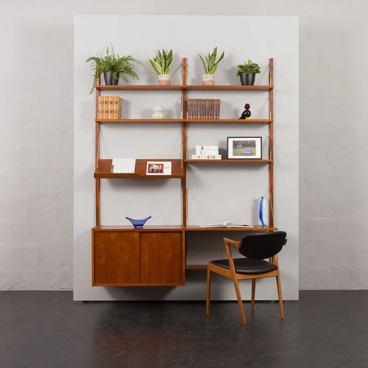 Modular wall-mounted bookcase by Preben Sorensen, 1960s 1