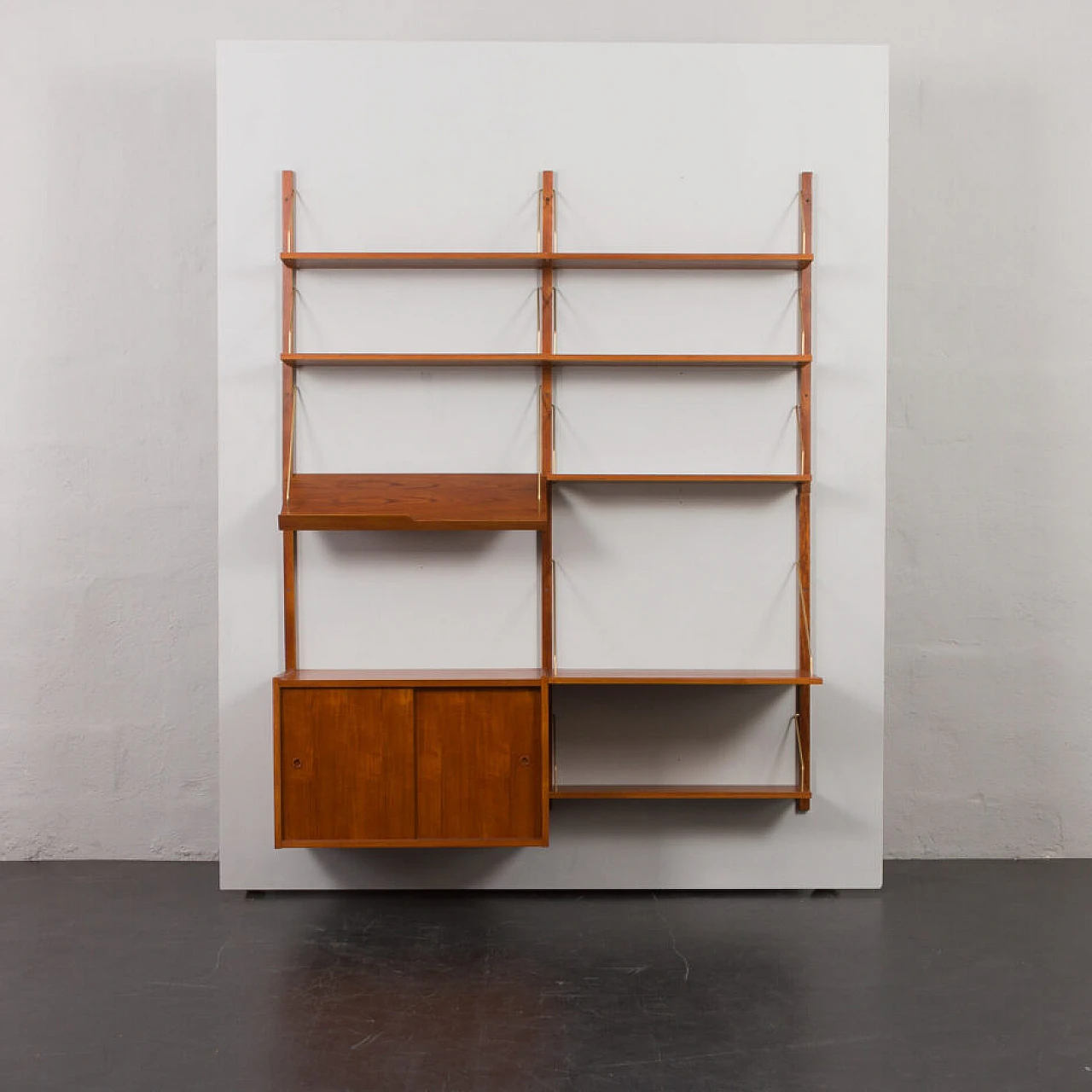 Modular wall-mounted bookcase by Preben Sorensen, 1960s 11